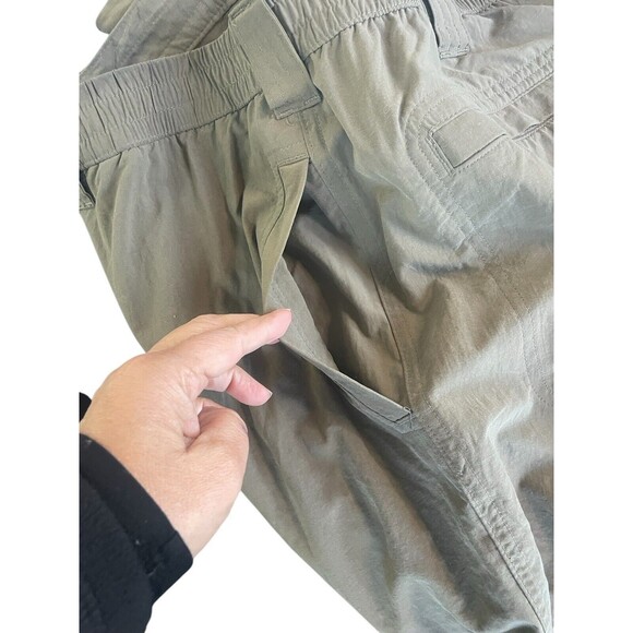 ExOfficio Nomad Pant Mens Large Nylon Green Elastic‎ Waist Hiking Cargo Pockets - Picture 6 of 12